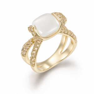 ANELLO AGATA BIANCA IN ARGENTO CON ZIRCONI