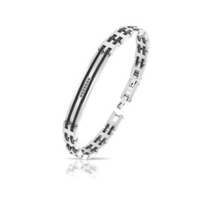 ARKANO - BRACCIALE IN ACCIAIO CON DIAMANTI NERI