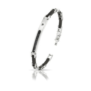 ARKANO - BRACCIALE IN ACCIAIO CON FIBRA DI CARBONIO E DIAMANTE NERO
