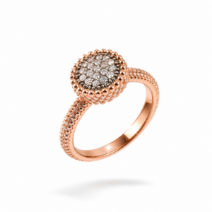 ANELLO IN ARGENTO ROSA A PAVÈ