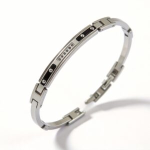 ARKANO - BRACCIALE ACCIAIO CON DIAMANTI NERI