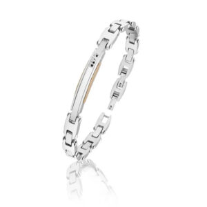 ARKANO - BRACCIALE IN ACCIAIO CON DIAMANTI NERI