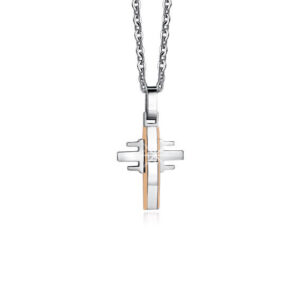 ARKANO - COLLANA CON CROCE IN ACCIAIO E BRILLANTE