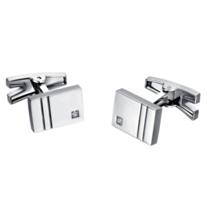 ARKANO - GEMELLI IN ACCIAIO CON DIAMANTE BIANCO
