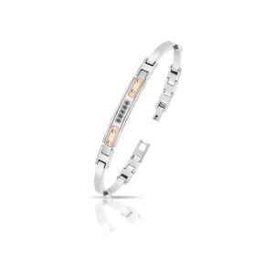 ARKANO - BRACCIALE IN ACCIAIO CON FINITURA ROSÈ E DIAMANTI NERI