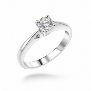 ANELLO SOLITARIO CUORE CON DIAMANTE NATURALE TAGLIO BRILLANTE KT. 0,52