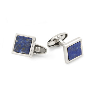UNOAERRE - GEMELLI ARGENTO PIETRA LAPIS QUADRATA