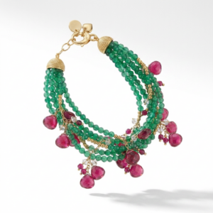 NIVY - BRACCIALE CON PIETRE FUCSIA E VERDI