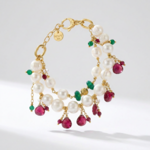 NIVY - BRACCIALE CON PERLE E PIETRE DI COLORE