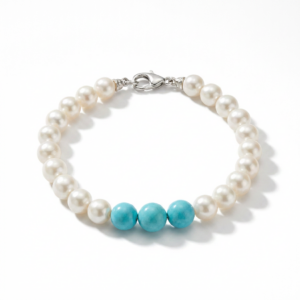 NIVY - BRACCIALE PERLE E PASTA TURCHESE