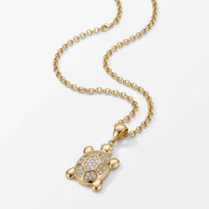 COLLANA TARTARUGA CON ZIRCONI ARGENTO DORATO