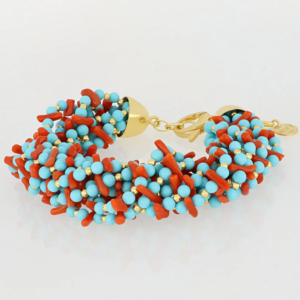 NIVY - BRACCIALE CON CORALLO E PASTA DI TURCHESE