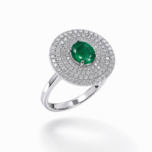 ANELLO CON PIETRA VERDE E PAVÉ DI ZIRCONI IN ARGENTO 925