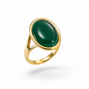 ANELLO CON PIETRA VERDE OVALE IN ARGENTO 925