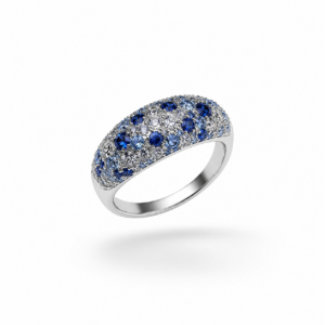 ANELLO PAVÉ MULTICOLOR BLU IN ARGENTO 925