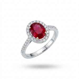 ANELLO CON RUBINO NATURALE KT. 1,98 E DIAMANTE TAGLIO BRILLANTE KT. 0,19