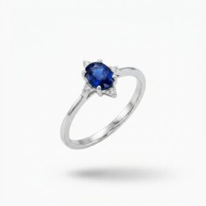 PG GIOIELLI - ANELLO ZAFFIRO KT. 0,45 E DIAMANTI KT. 0,03