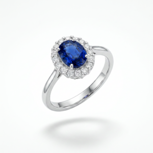 PG GIOIELLI - ANELLO ZAFFIRO KT. 1,06 E DIAMANTI KT. 0,26