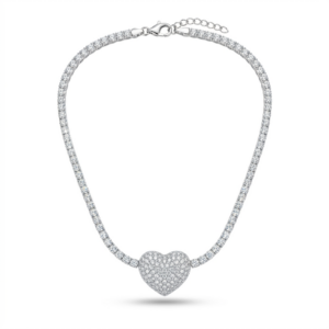 COLLANA TENNIS IN ARGENTO 925 CON CUORE DI ZIRCONI