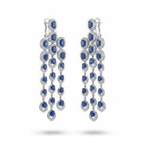 ORECCHINI PENDENTI IN ARGENTO CON ZIRCONI E PIETRE BLU