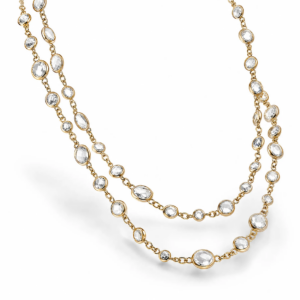 COLLANA LUNGA ARGENTO E PIETRE BIANCHE