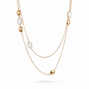 COLLANA ARGENTO ROSATO E AGATA BIANCA
