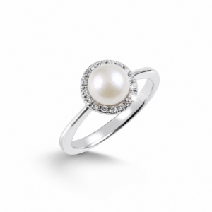 ANELLO CON PERLA E CORONA DI ZIRCONI IN ARGENTO 925