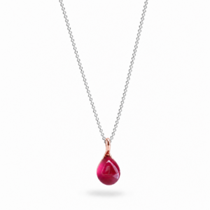 COLLANA IN ARGENTO CON PENDENTE A GOCCIA ROSA