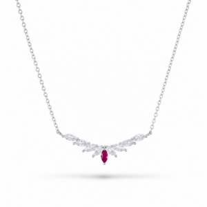 COLLANA IN ARGENTO CON PENDENTE ZIRCONATO E PIETRA FUCSIA